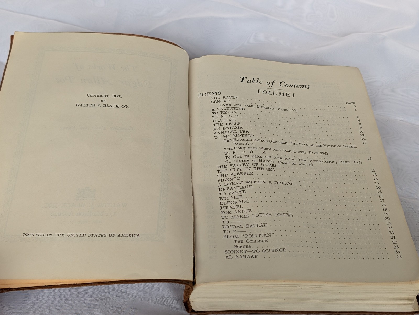 The Works of Edgar Allan Poe in One Volume, 1927, Walter J. Black, Leather Bound