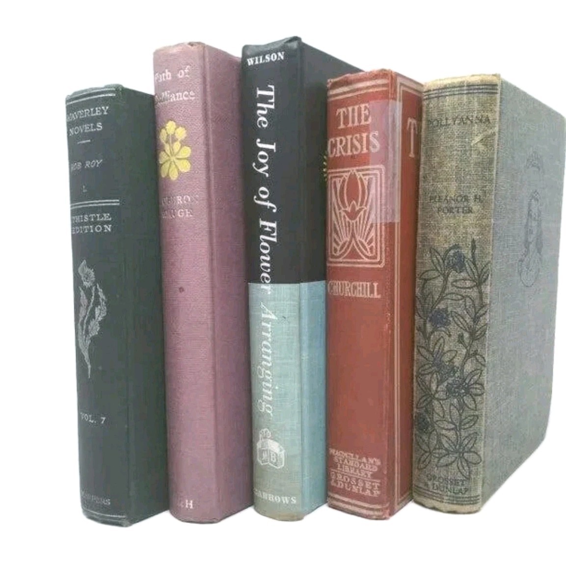 Vintage Book Lot of 5 Old Antiquarian Rare Decoration Hardcover Books