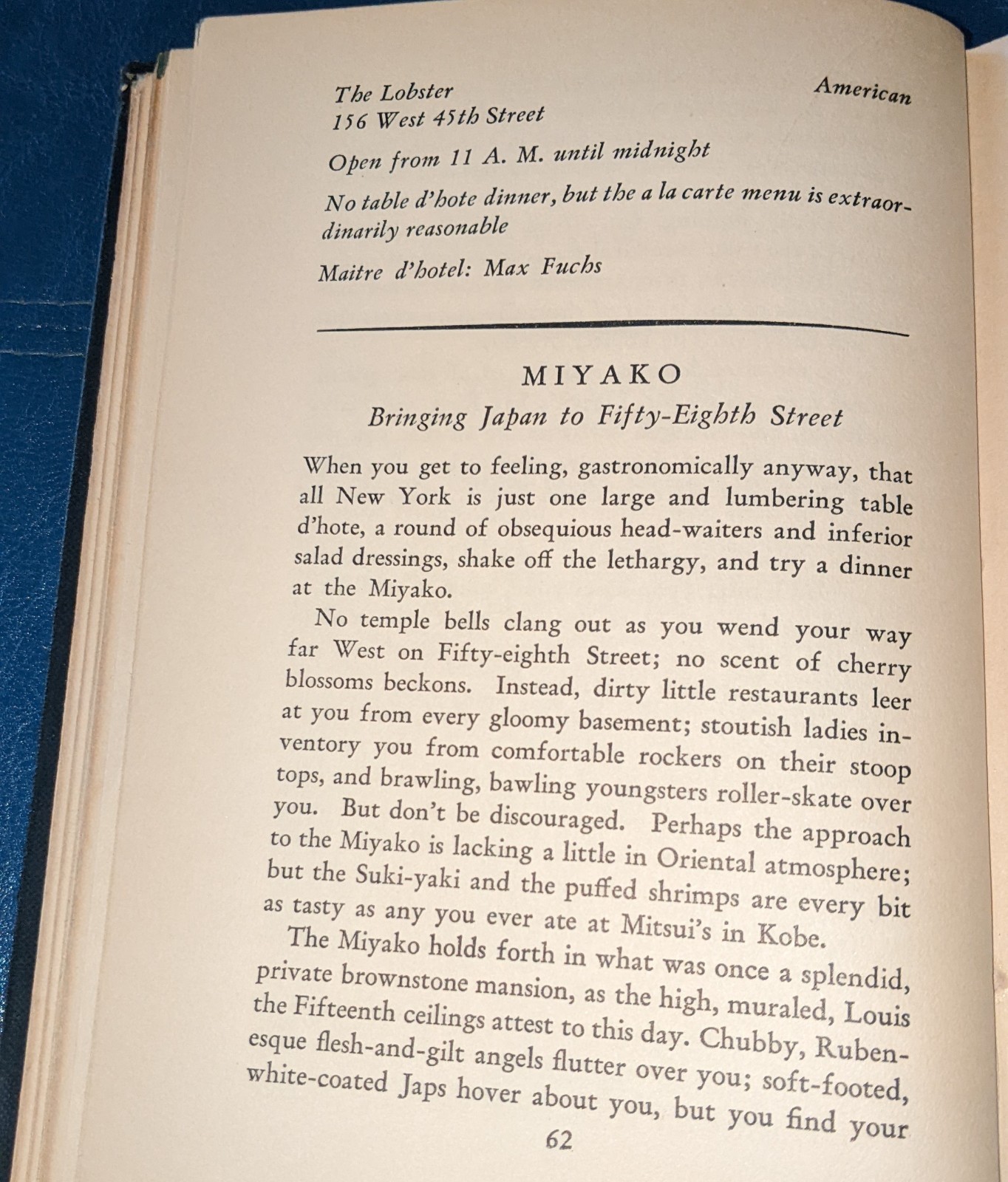 “Dining In New York” by Rian James 1930 1st Edition with Gaslight Club bookplate