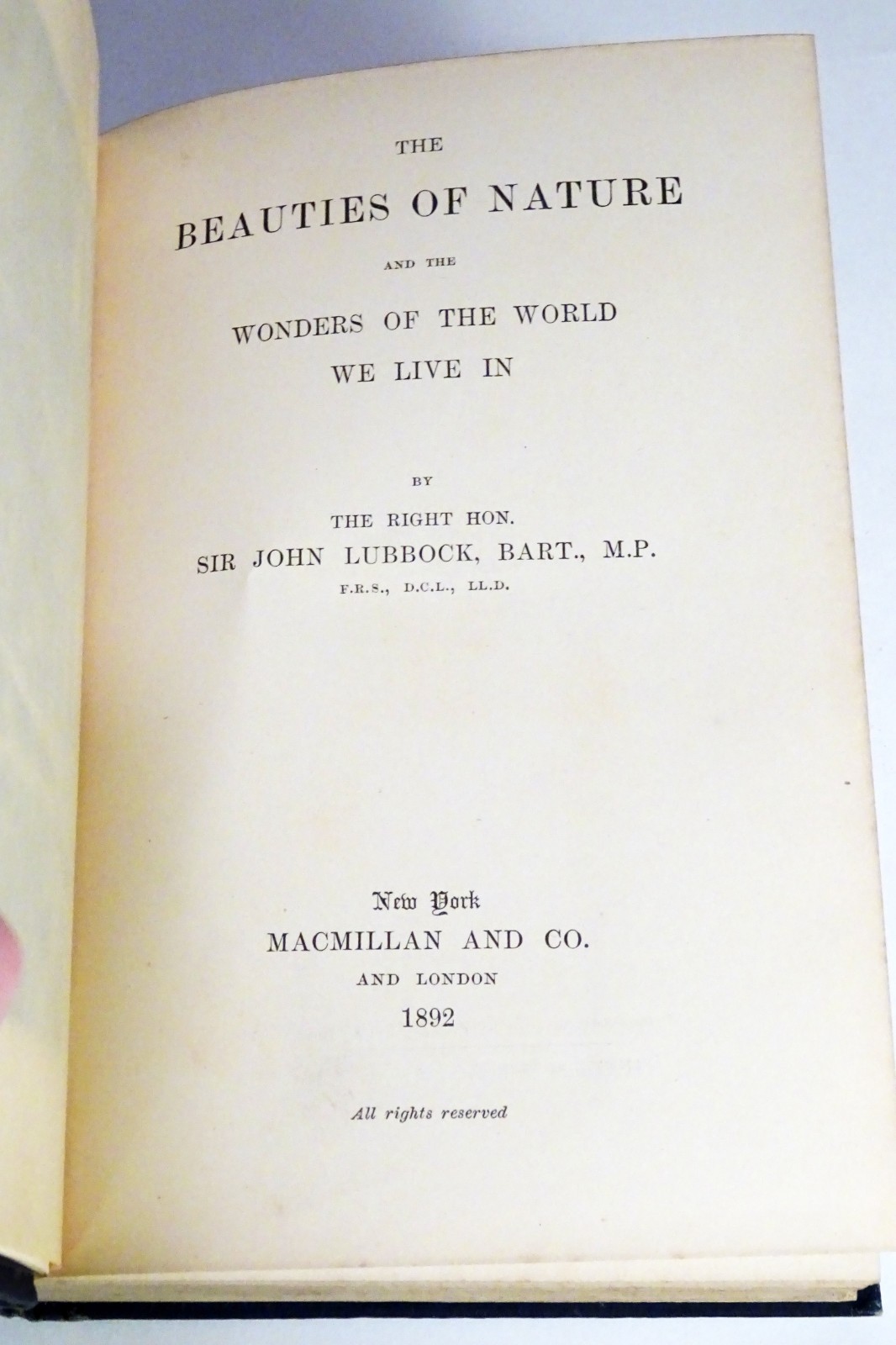 Antique 1892 THE BEAUTIES OF NATURE-Sir John Lubbock-1st Edition-Blue Decor Book