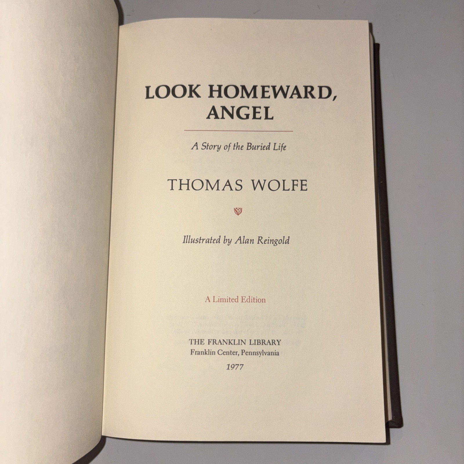 Look Homeward Angel Thomas Wolfe 1977 Franklin Library Full Leather Book