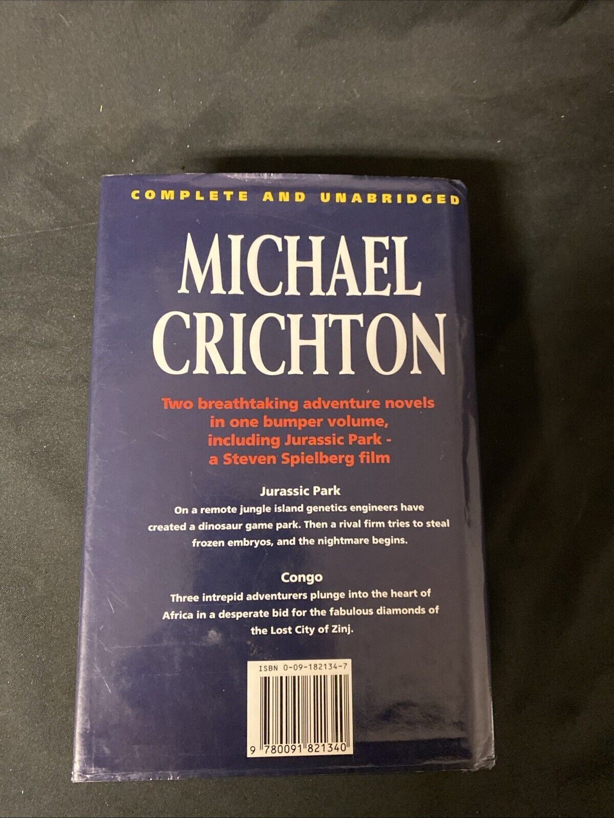 Jurassic Park and Congo by Michael Crichton (1993 Hardcover & DJ ( VGC) -(5853)