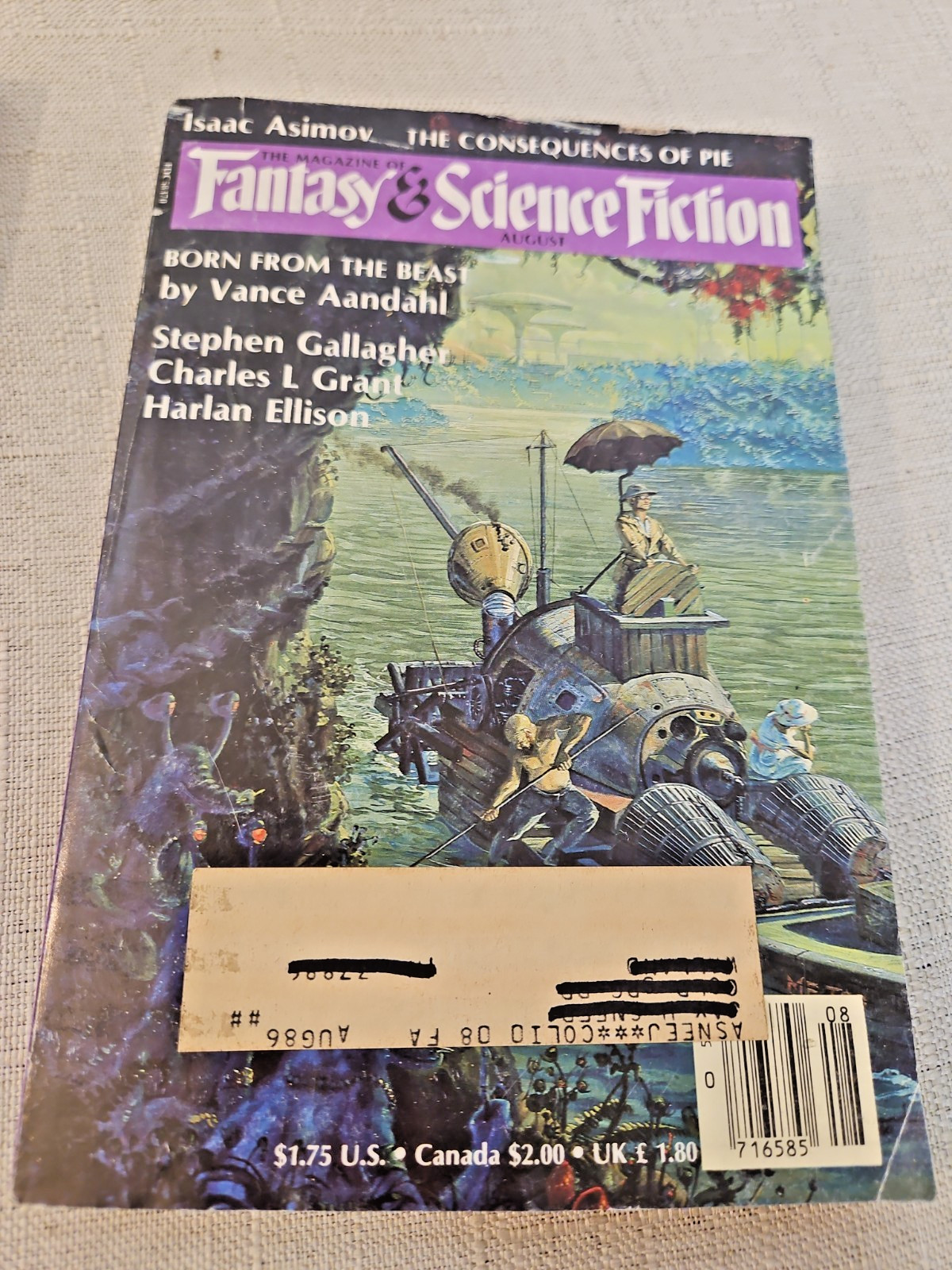 Vintage Magazine Of Fantasy And Science Fiction June & Aug 1986 Harlan Ellison