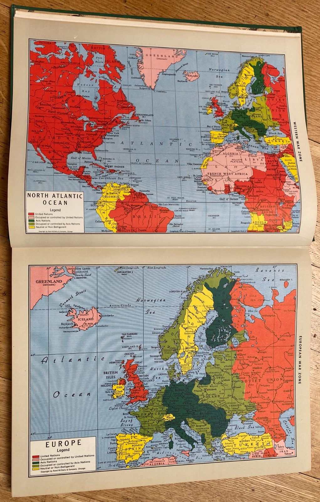 1943 Rand McNally World Atlas Premier Edition Book Maps Charts WWII war time