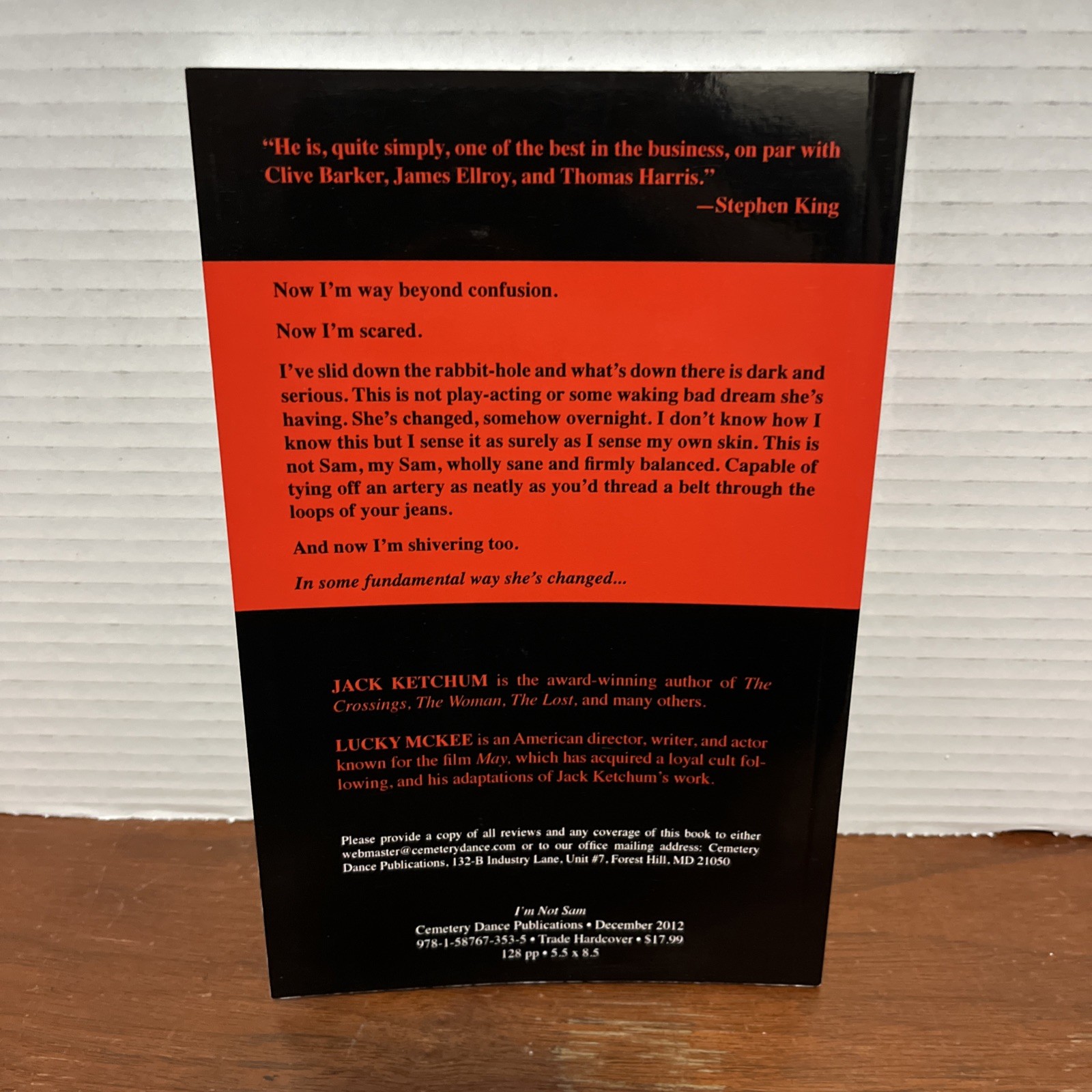 I’m Not Sam – Jack Ketchum – Lucky McKee – 2012 PB Advance Uncorrected Proof