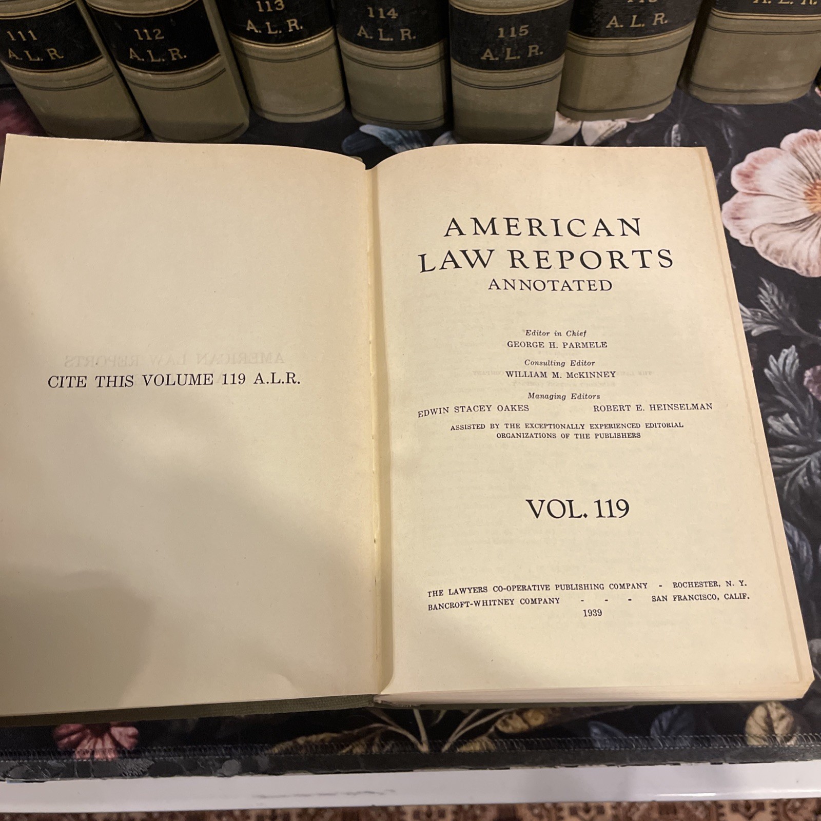 Lot of 9 American Law Reports Annotated 1937 Volumes 111-119 Vintage Ex Lib Law