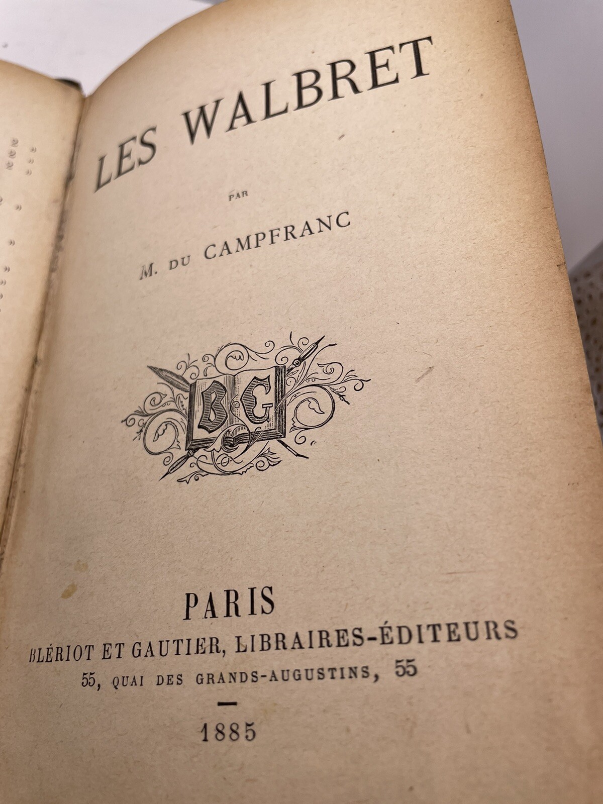 Antique French Book 1885 M du Camp franc Les Walbret