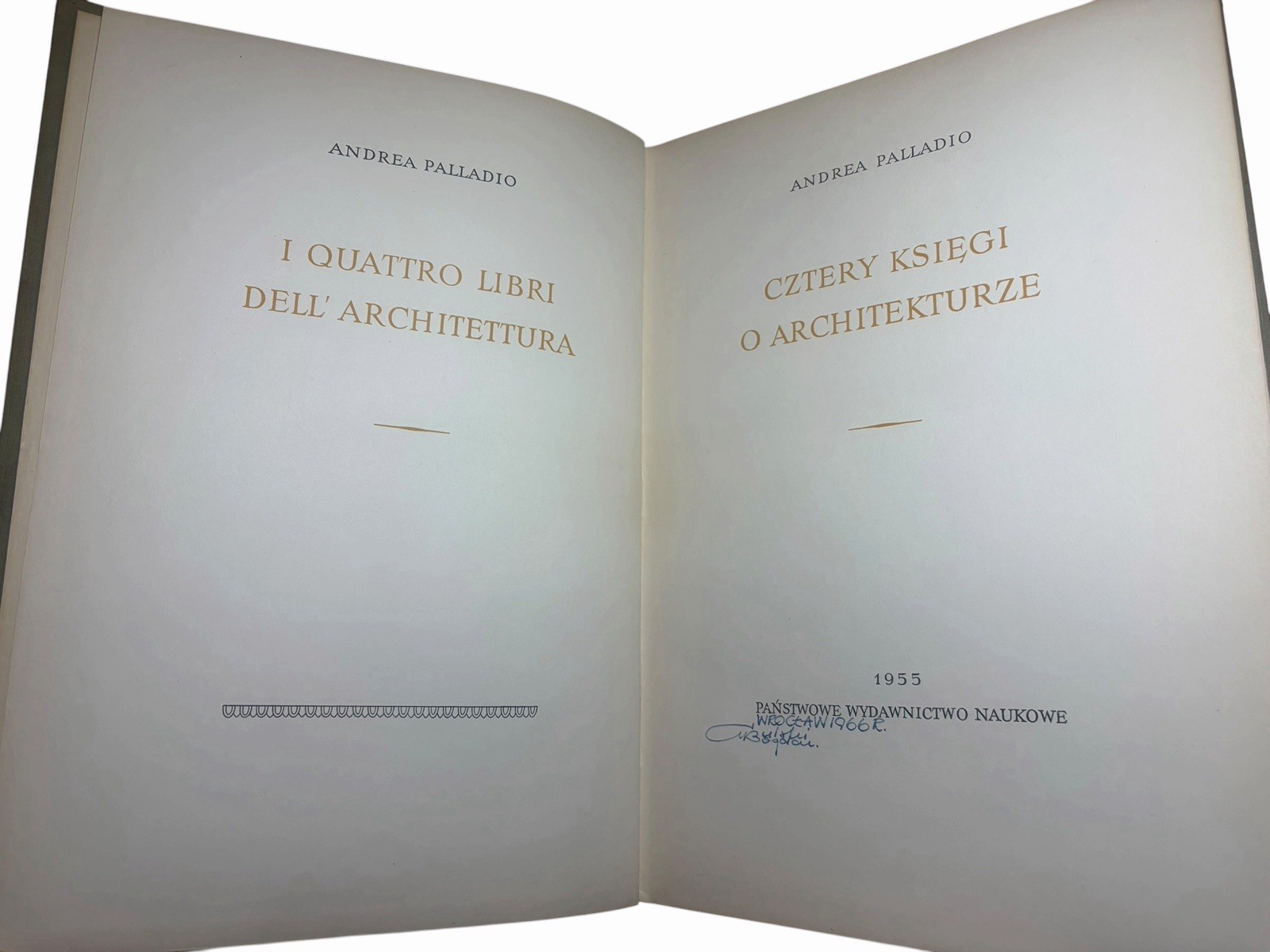 Andrea Palladio Four Books on Architecture (1 Vol) 1955 Polish HC Quattro Libri