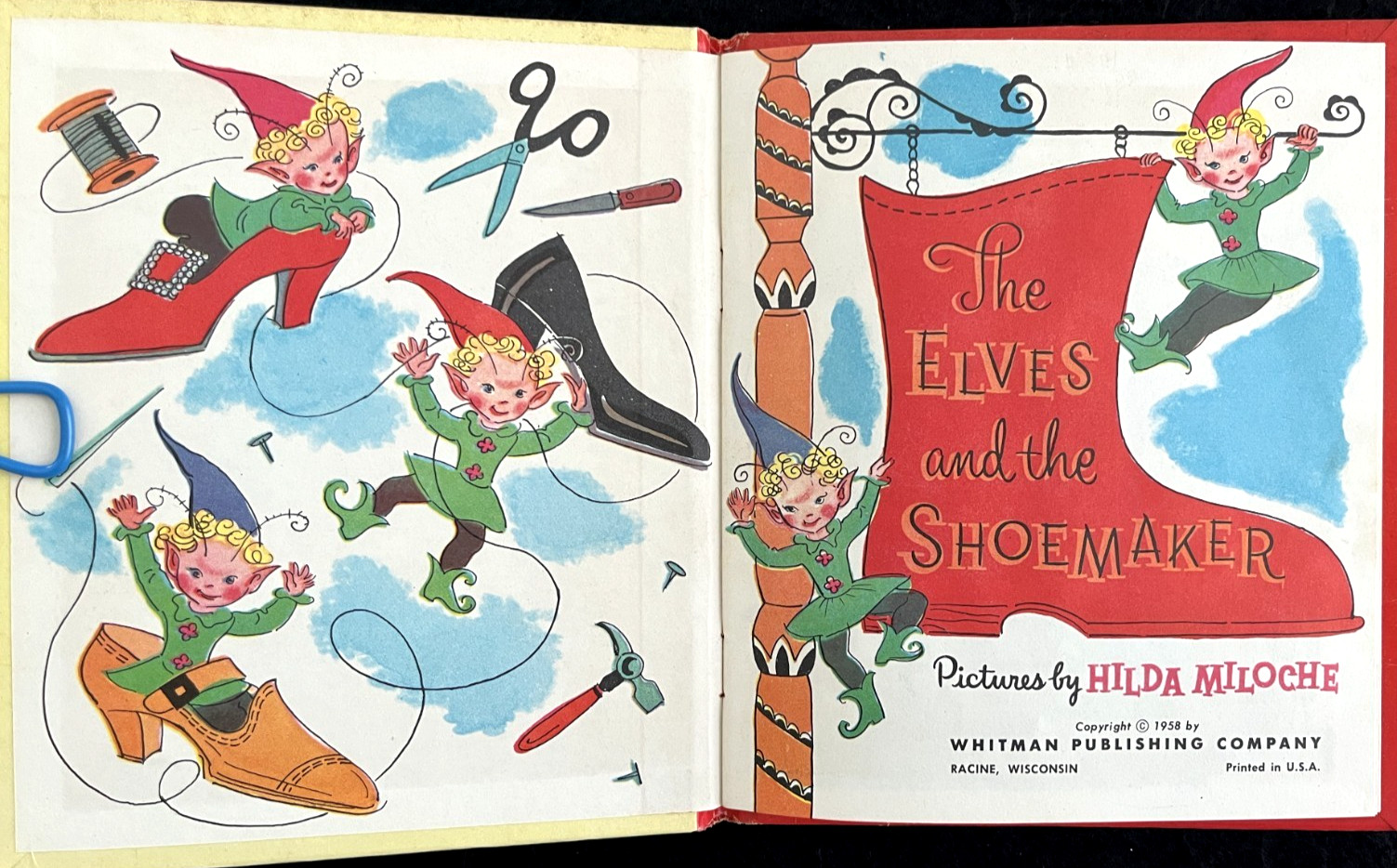 THE ELVES AND THE SHOEMAKER ~ VG children’s Whitman Tell-A-Tale Book, Miloche