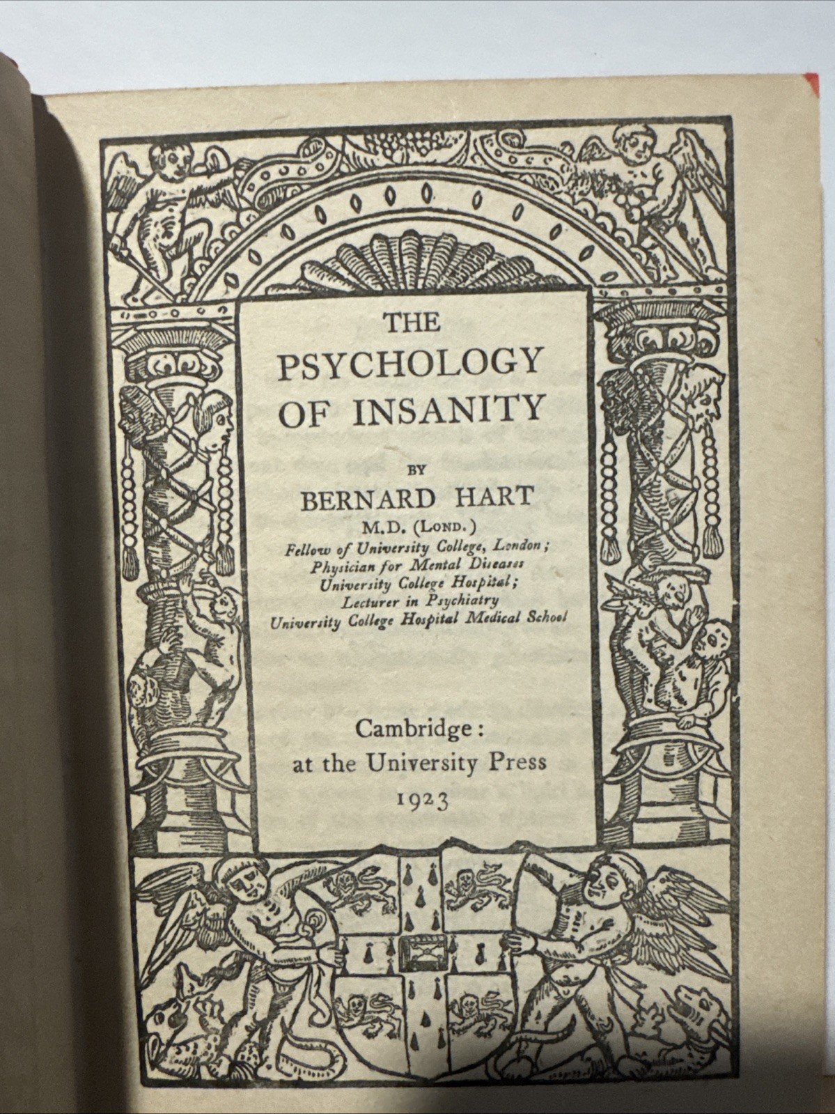 The Psychology of Insanity Dr. Bernard Hart 1923 Cambridge University Press HC