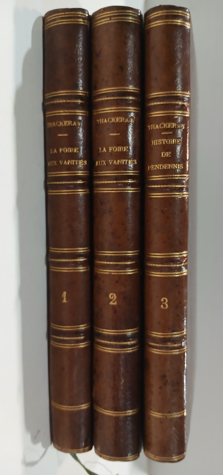 3 Volume Lot of Thackery Novels in French 1870’s-1880’s Editions