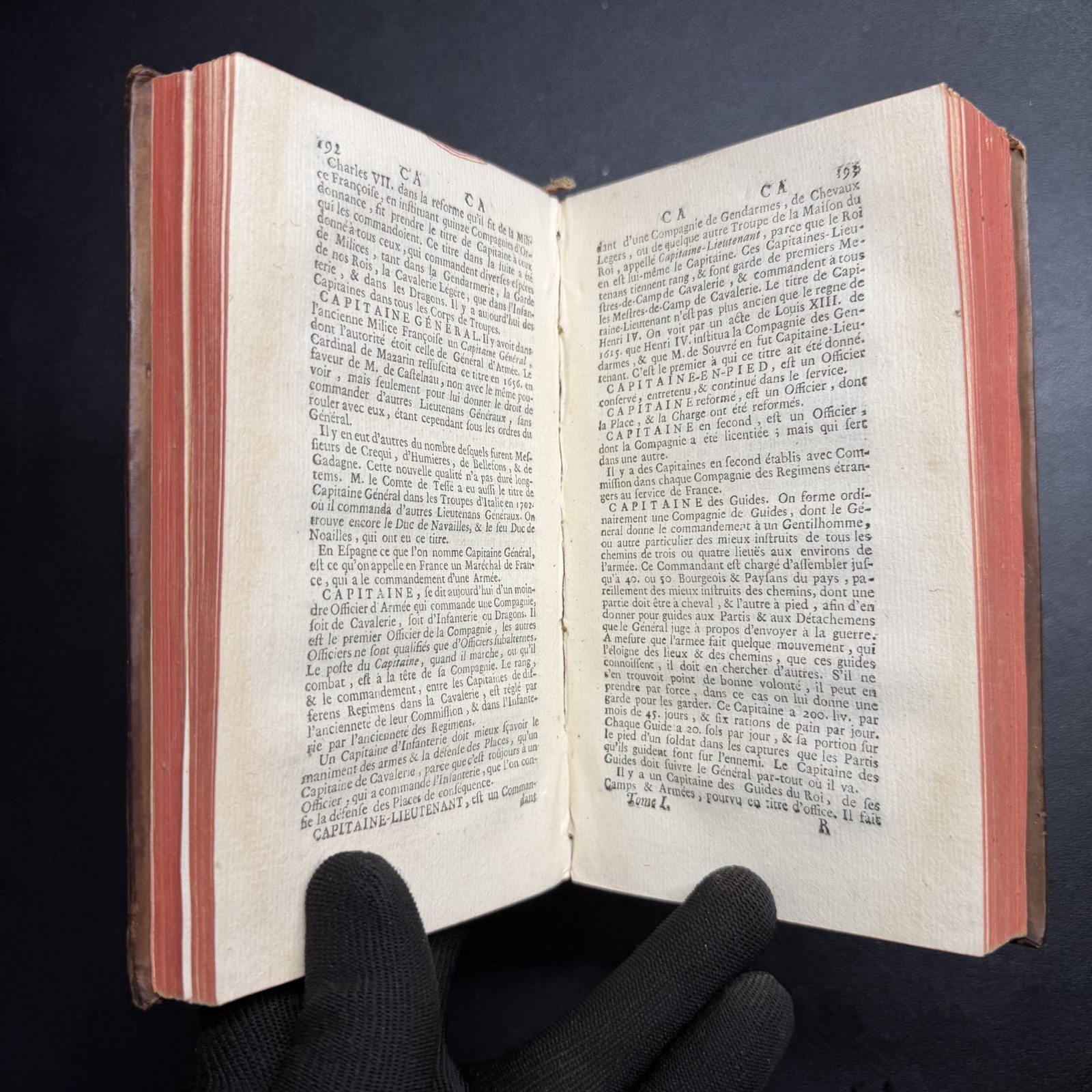 1745 French Military Dictionary Artillery Marine Foldout Leather Vol 1