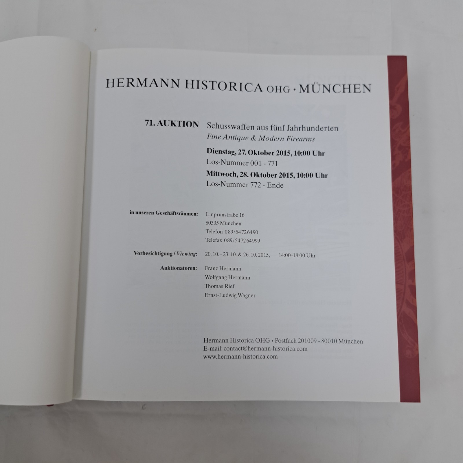 Hermann Historica Munchen 71. Auktion 27th & 28th October 2015 Auction Catalog