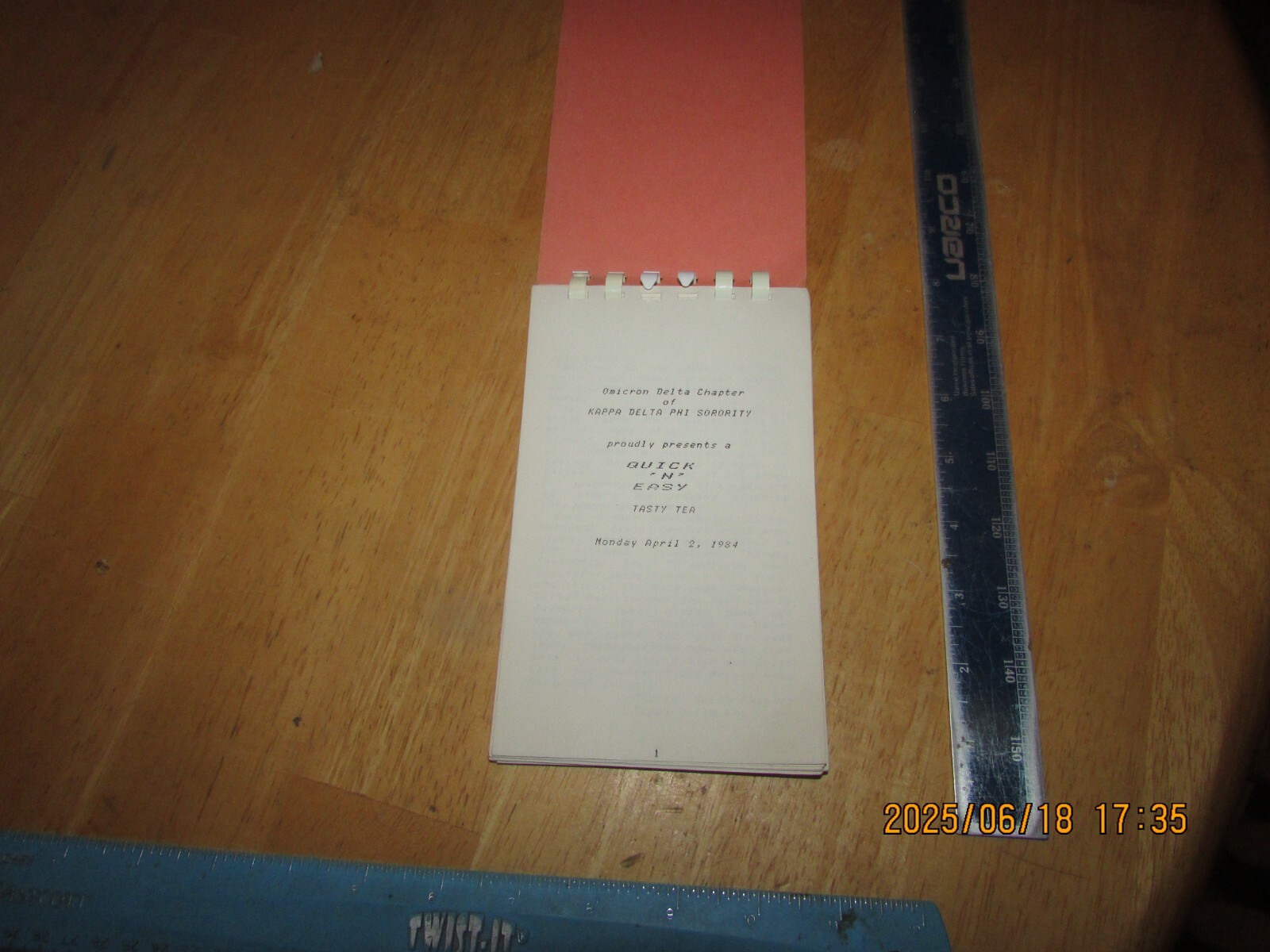 Quick ‘n Easy by Kappa Delta Phi April 1984 Spiral Paperback