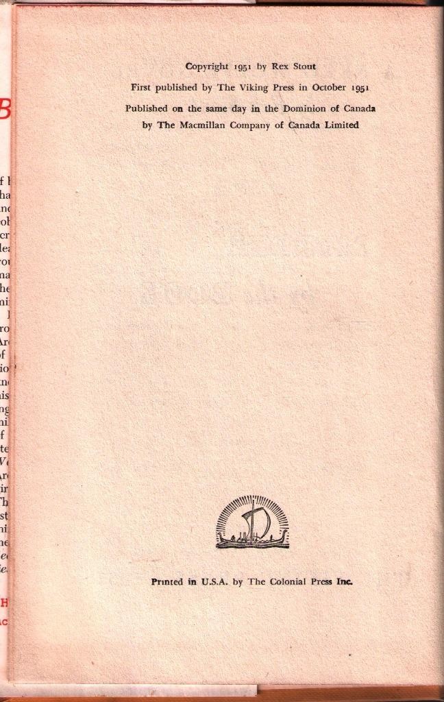 Murder by the Book by Rex Stout Nero Wolfe (1951) 1st Vintage Hardcover !!