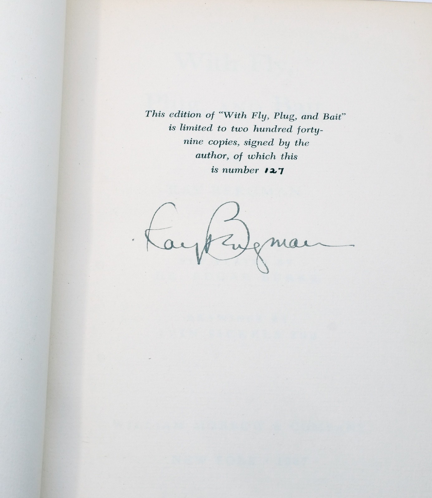 WITH FLY, PLUG, AND BAIT Ray Bergman Signed 1st Edition 1947 127/249