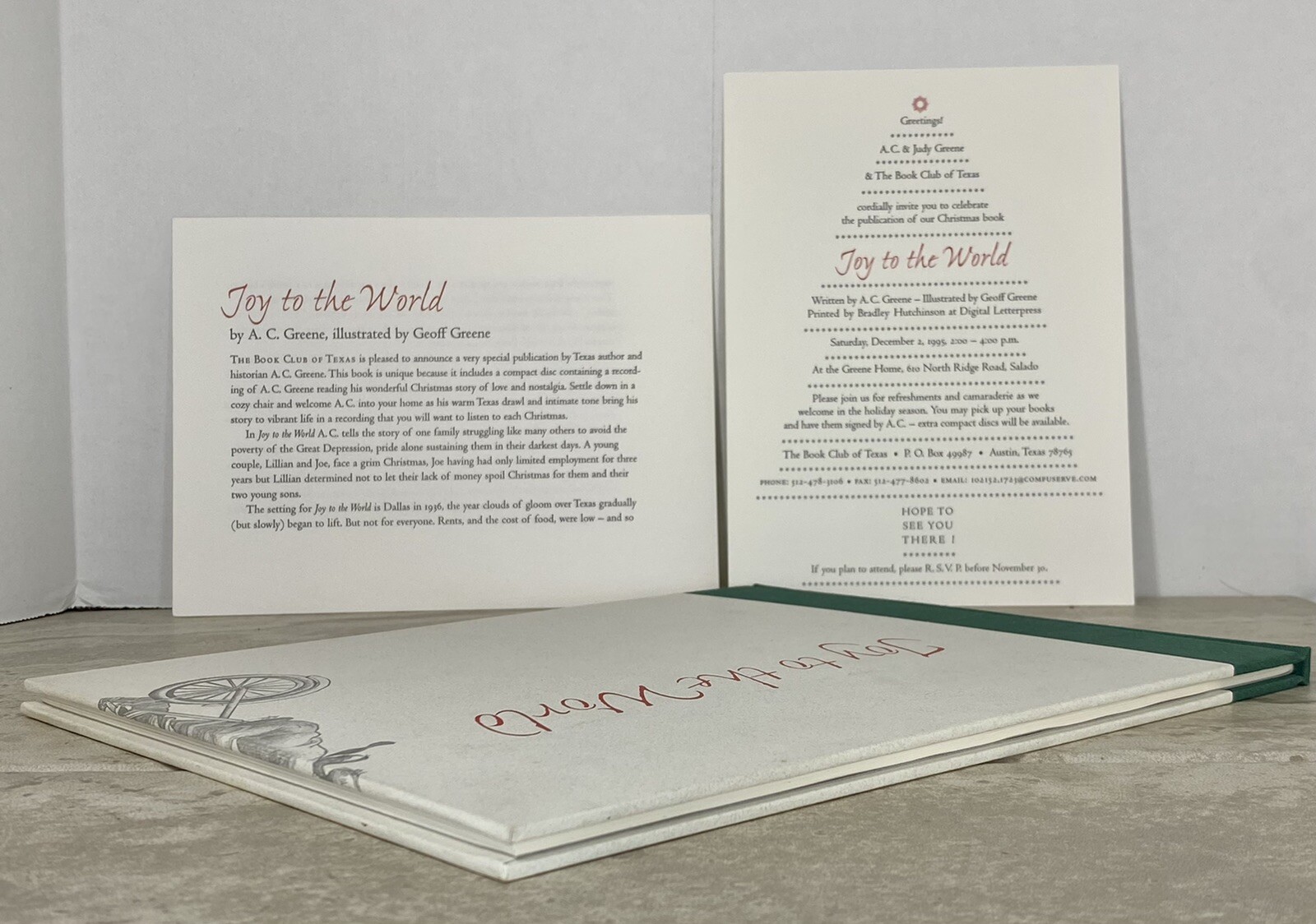 Joy to the World SIGNED by A.C. Greene; Limited to 400; The Book Club of Texas