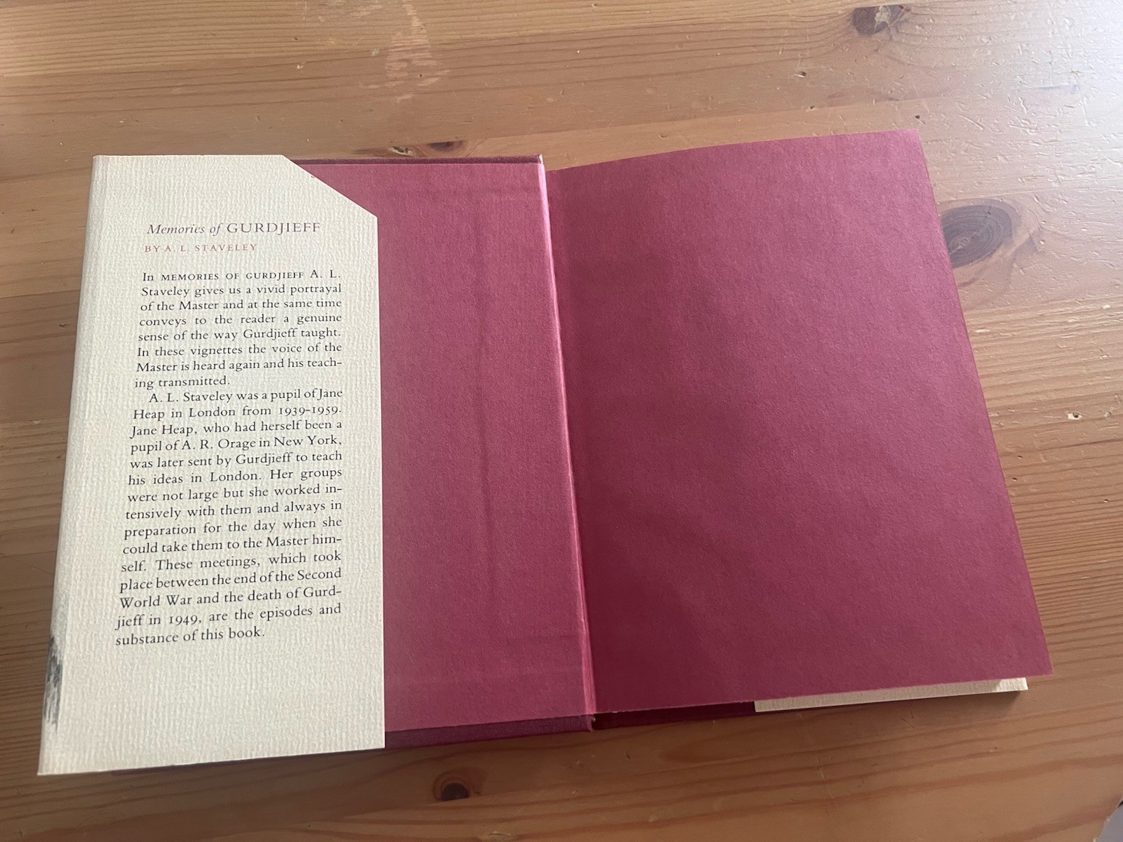 Memories of Gurdjieff A.L. Staveley 1978 HC