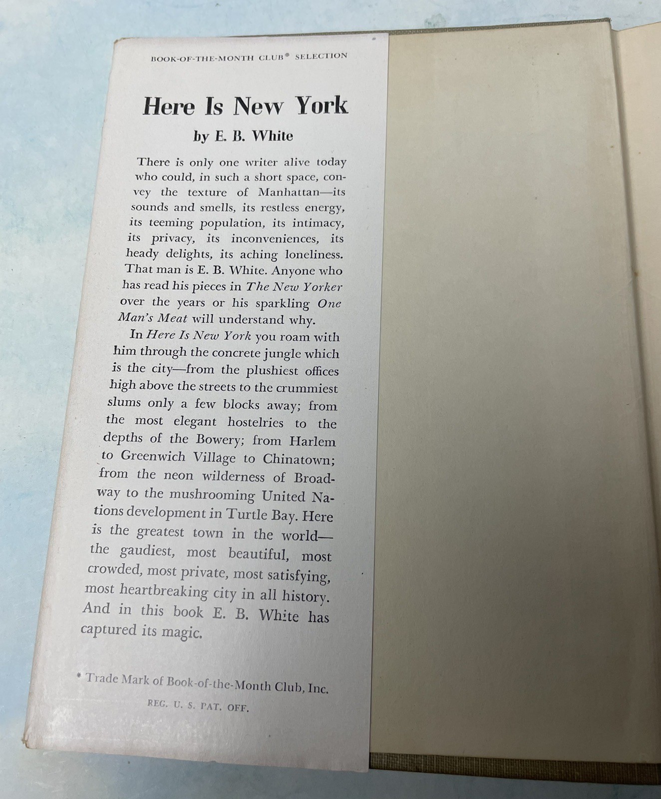 HERE IS NEW YORK by E. B. White 1949 First Edition Hardcover Dust Jacket bce