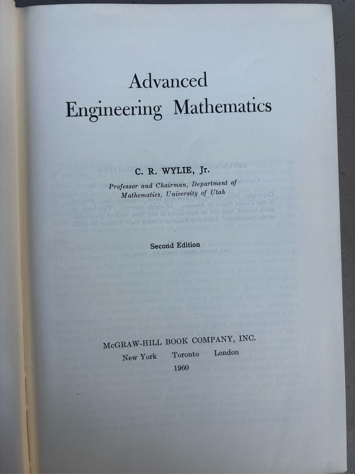Lot of 3 McGraw Hill Wiley Engineering Mechanics Mathematics Books HC 1959-60