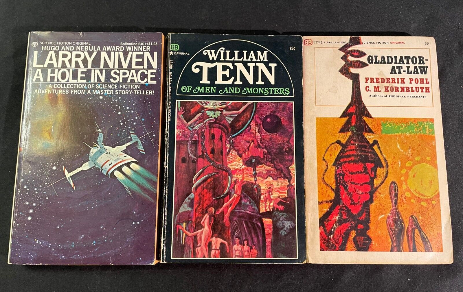 3 Ballantine Science Fiction Paperbacks, Larry Niven, William Tenn, Pohl