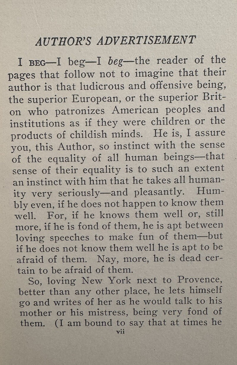 New York Is Not America By FORD MADDOX FORD 1st Edition with Dust Jacket – 1927