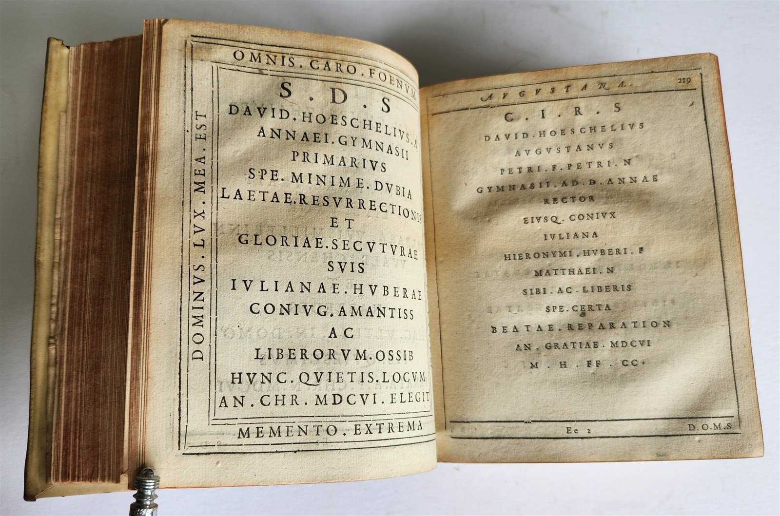 1624 FUNERAL INSCRIPTIONS – EPITAPHS in AUGSBURG GERMANY antique VELLUM BINDING
