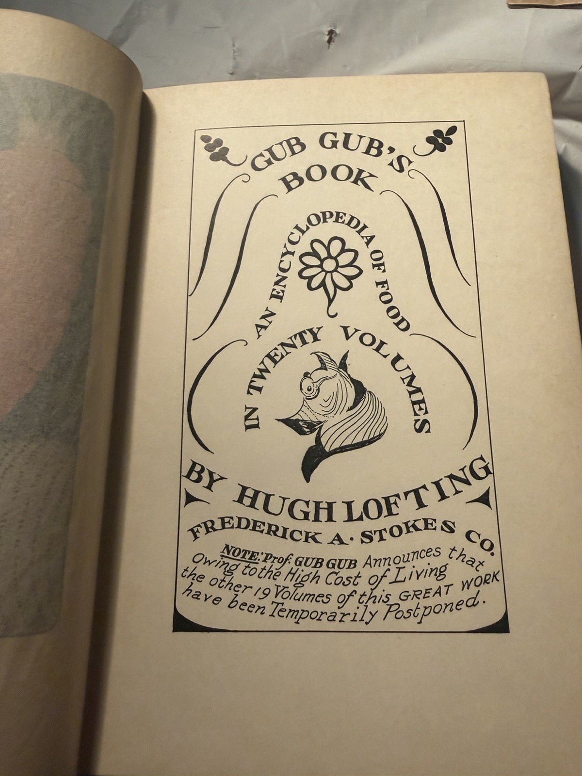 1932 Hugh Lofting/ Gub Gub’s Book Encyclopedia of Food in Twenty Volumes 1st Ed