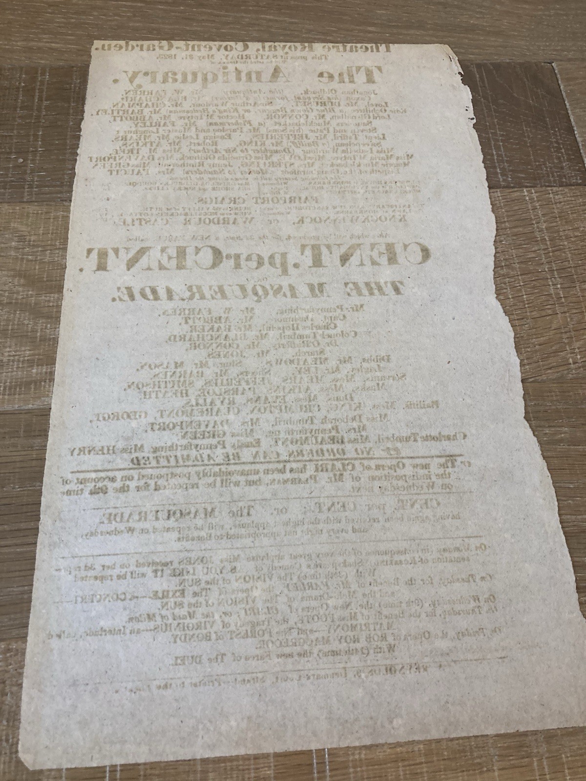 1823 Covent Garden Theatre Playbill The Antiquary And Cent Per Cent 17
