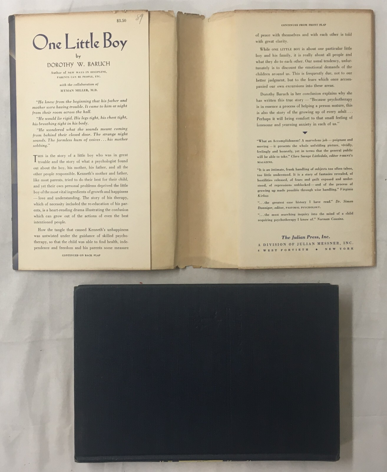 One Little Boy – Dorothy Baruch – 1952 First Edition Hardcover – HC/DJ