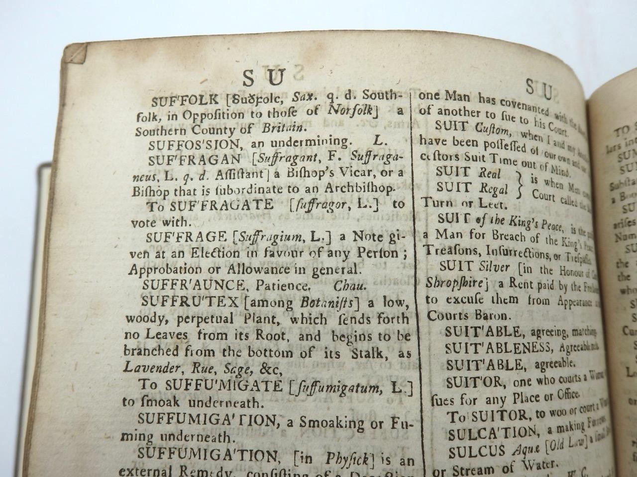 1764 Bailey UNIVERSAL ETYMOLOGICAL ENGLISH DICTIONARY