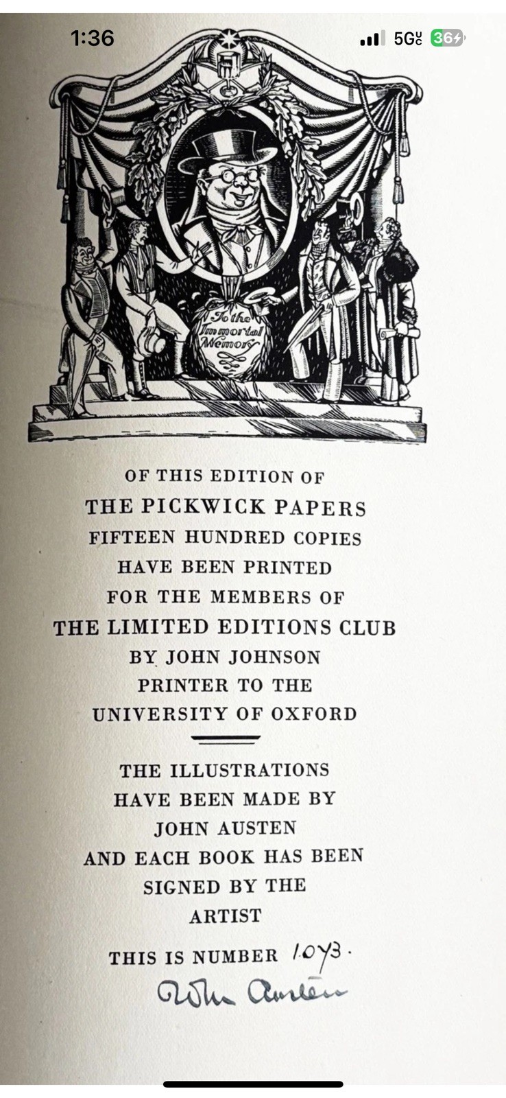 Charles Dickens / POSTHUMOUS PAPERS OF THE PICKWICK CLUB Limited Editions Club