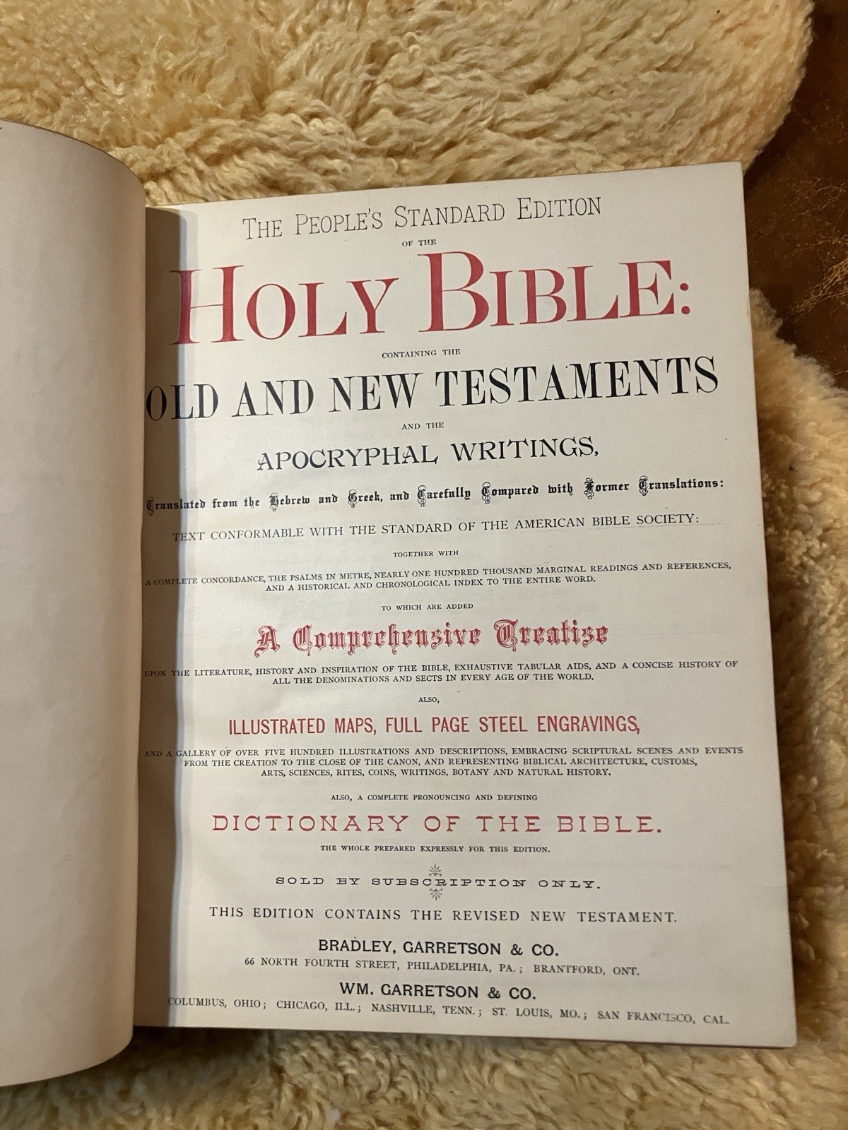 1875 Antique Embossed Leather Holy Bible Victorian 19th Century Illustrated