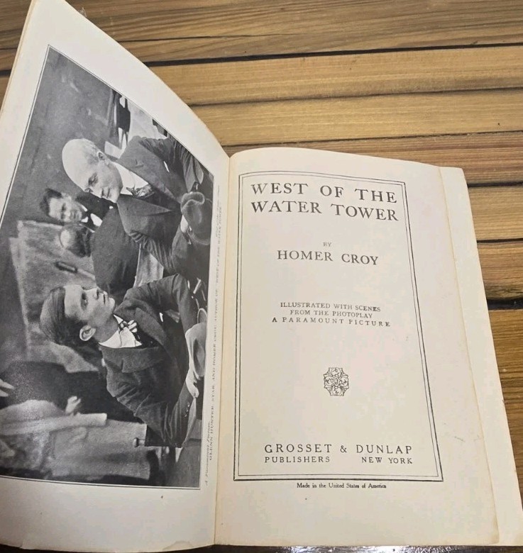 1923 WEST OF THE WATER TOWER Homer Croy First Edition Harper & Bros Hardcover