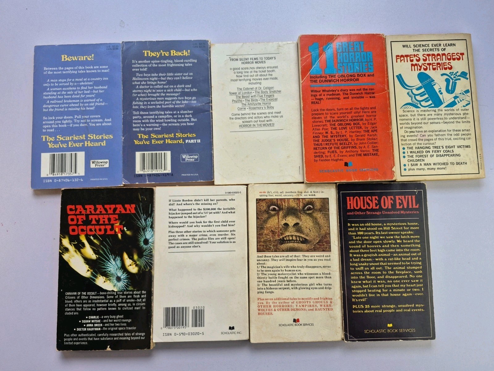 Vintage Horror Paperback Lot 9 Mixed Years Unsolved Crimes Occult Thriller Tales