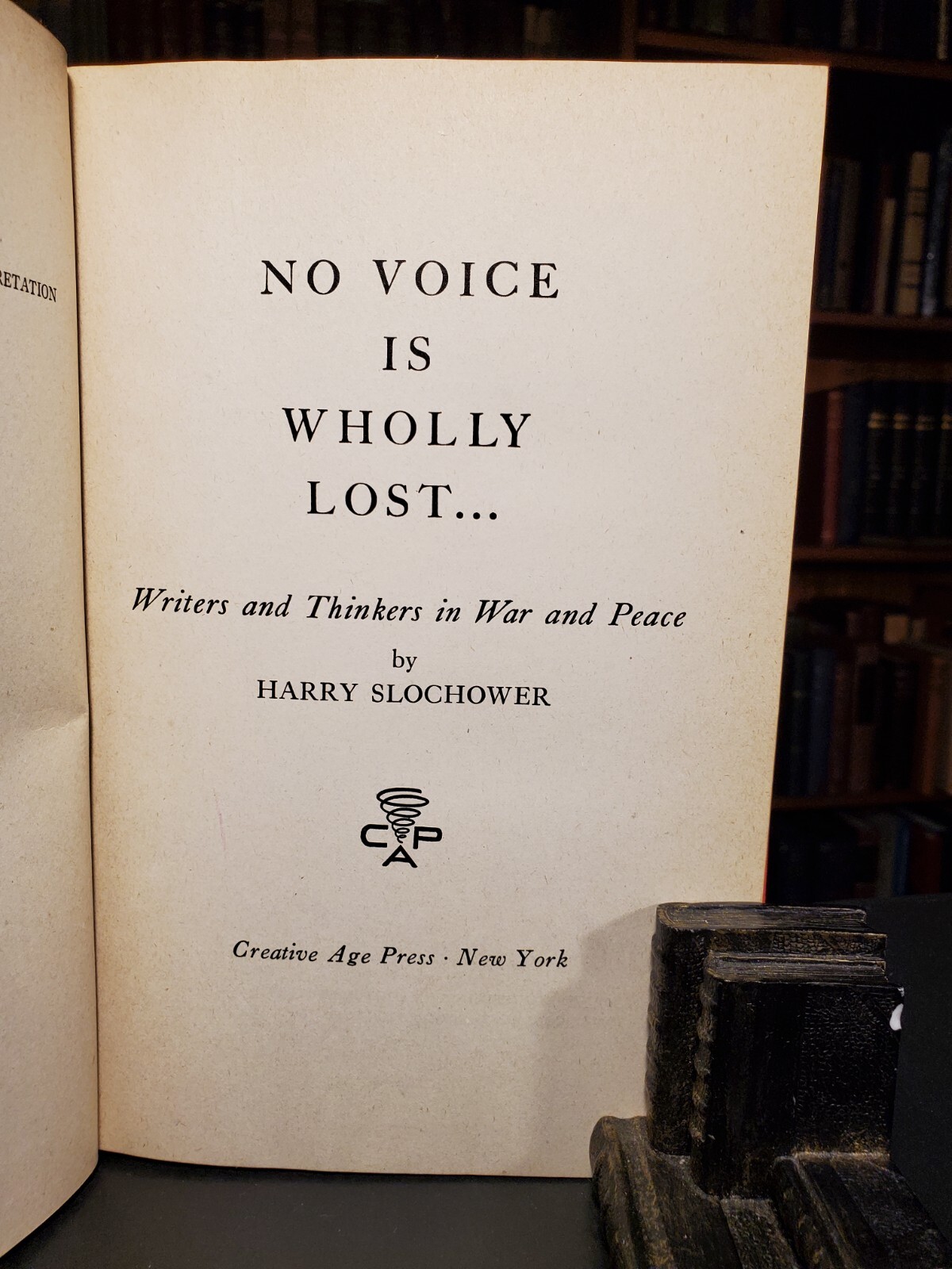 No Voice Is Wholly Lost Harry Slochower Hardcover Creative Age Press 1945