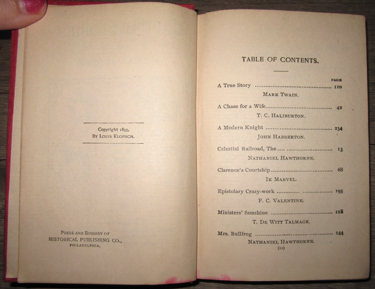 Antique HC, Capital Stories by American Authors, 1895 – The Christian Herald