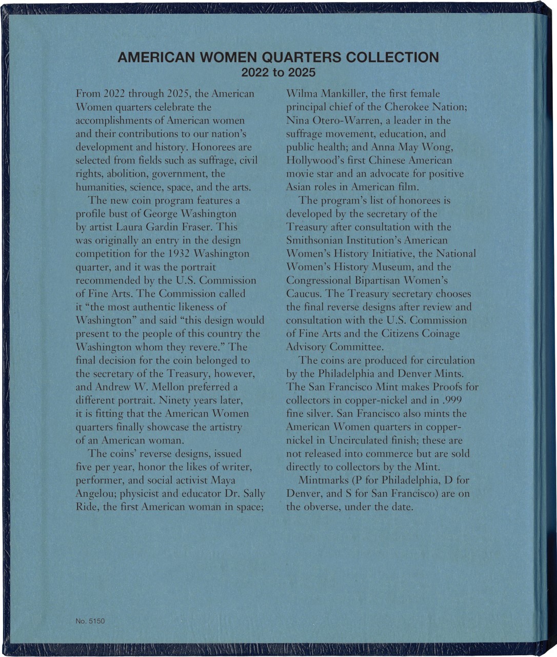 Whitman Album 5150 American Women Quarters 2022-2025 Date Set Coins Safe Storage
