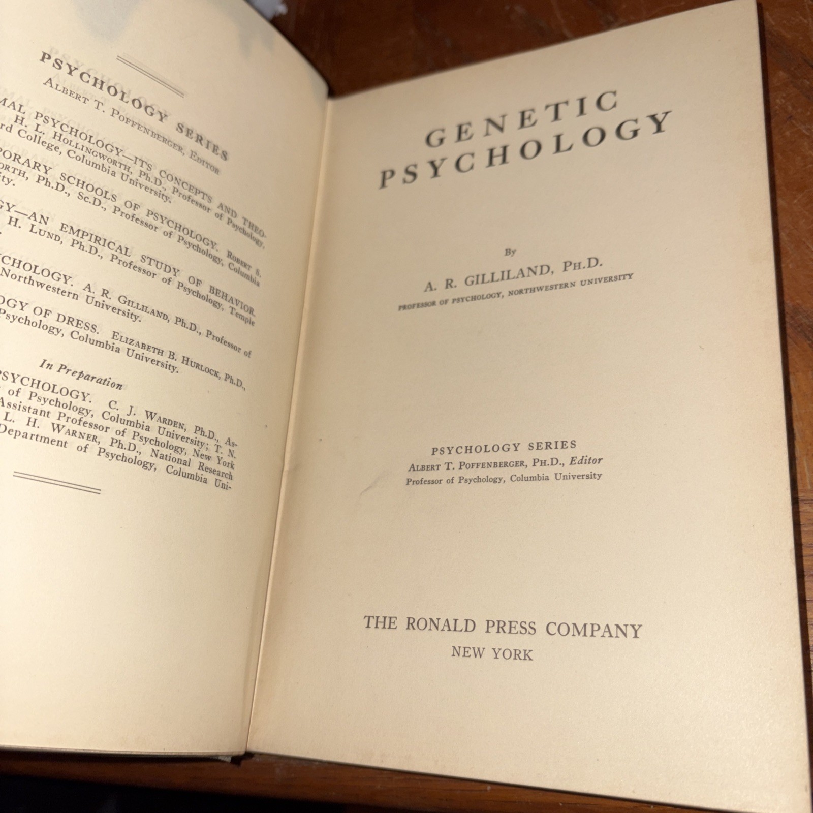 Genetic Psychology 1933 A R GILLILAND – Antique Ronald Press Illustrated