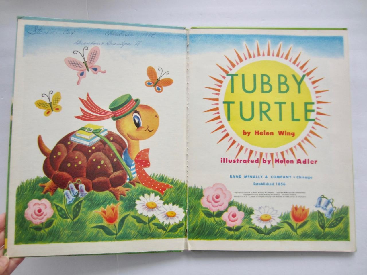 TUBBY TURTLE ~ Rand McNally Giant Book ~ Helen Adler Vintage Children’s HB