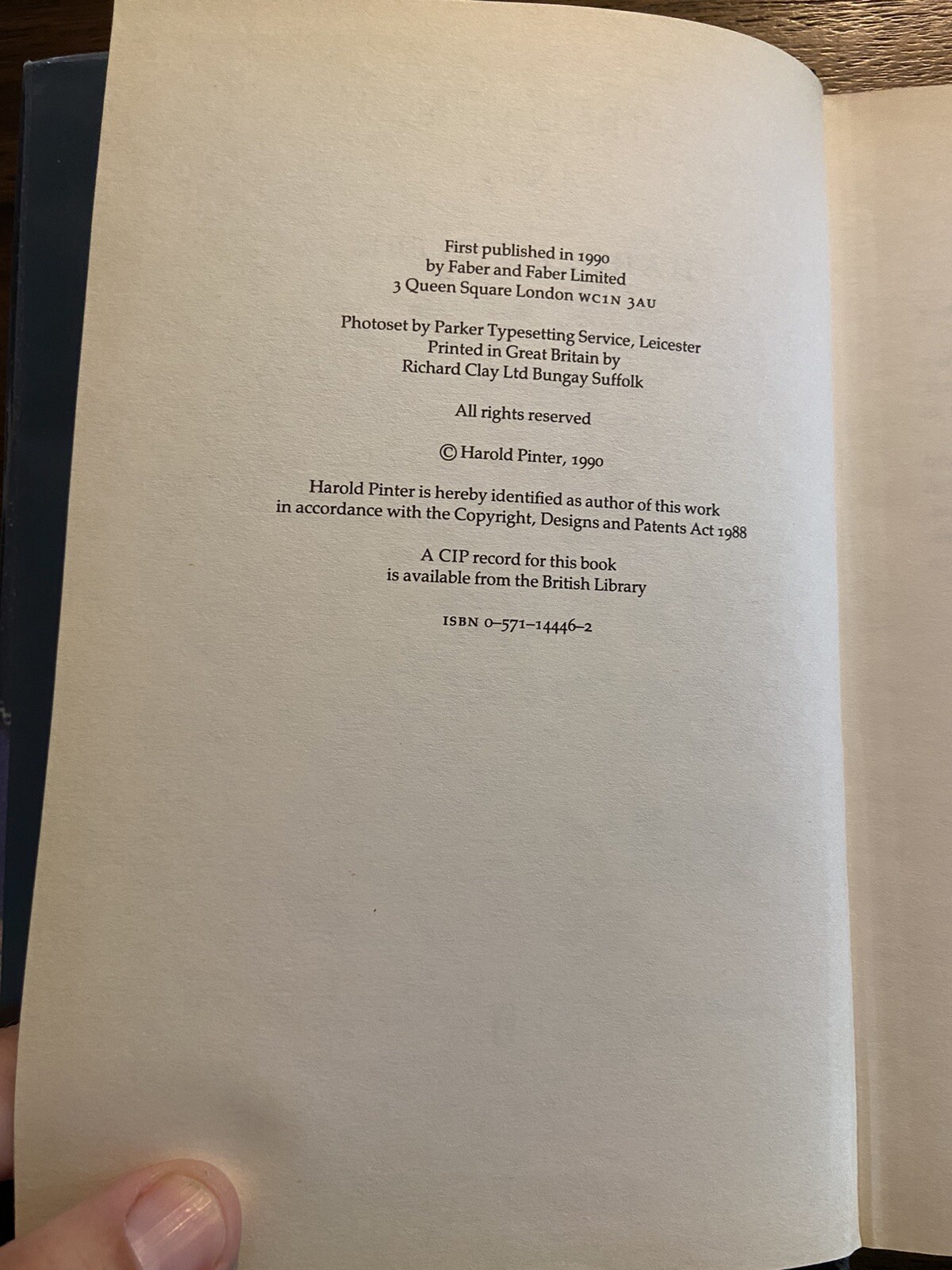 The Dwarfs By Harold Pinter 1st UK Edition 1st UK Printing 1990 Hardcover