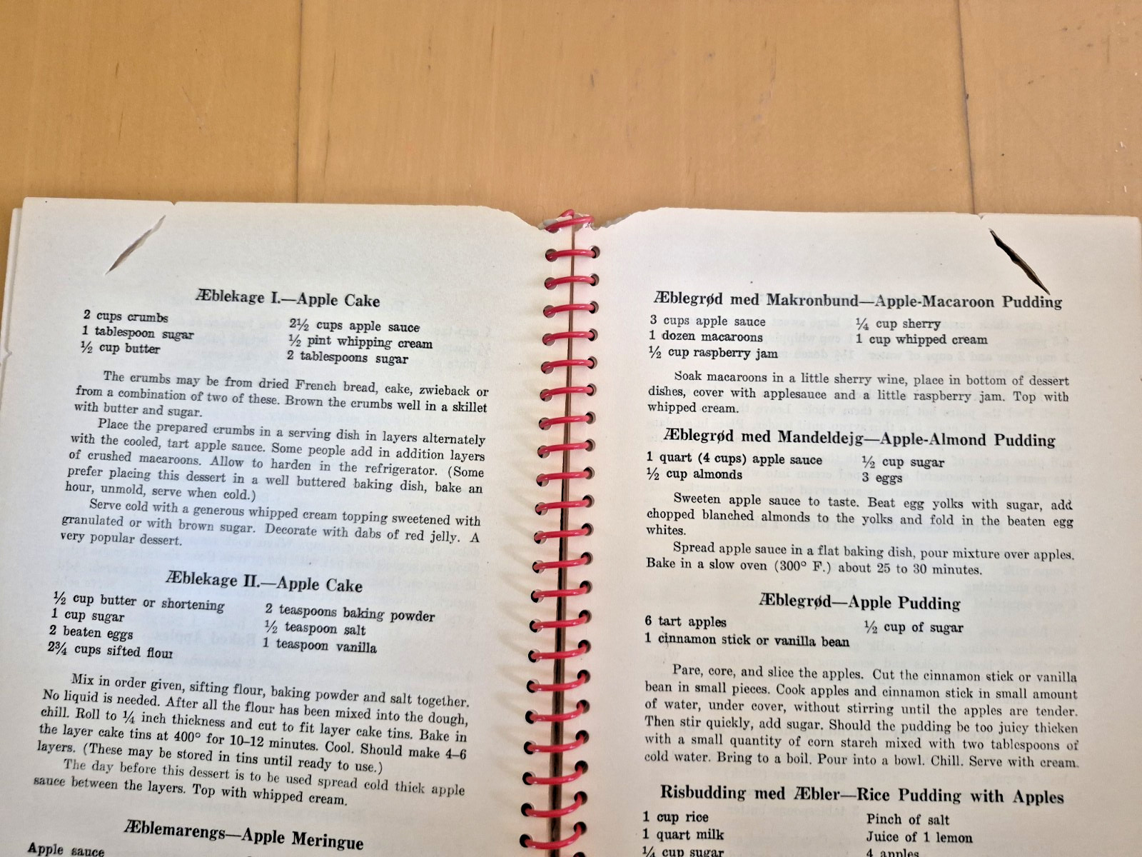 From Danish Kitchens Cookbook 1941 Vintage Cookbook Spiral Reading Copy DAMAGED