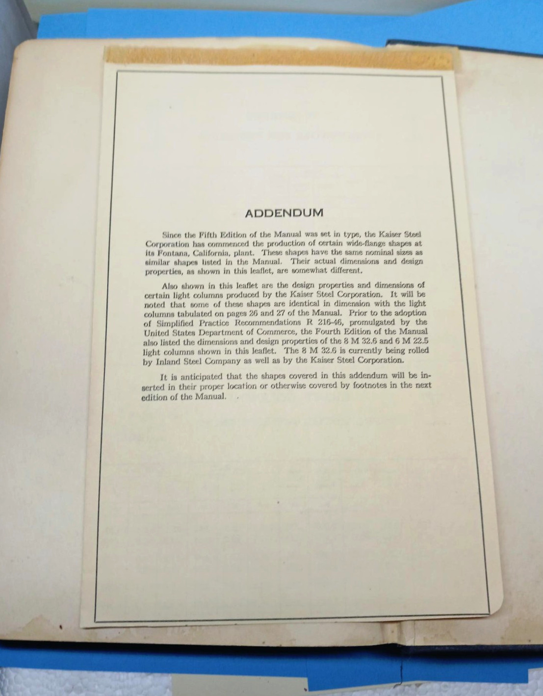 A.I.S.C Steel Construction Manual 5th Edition 13th Printing 1952