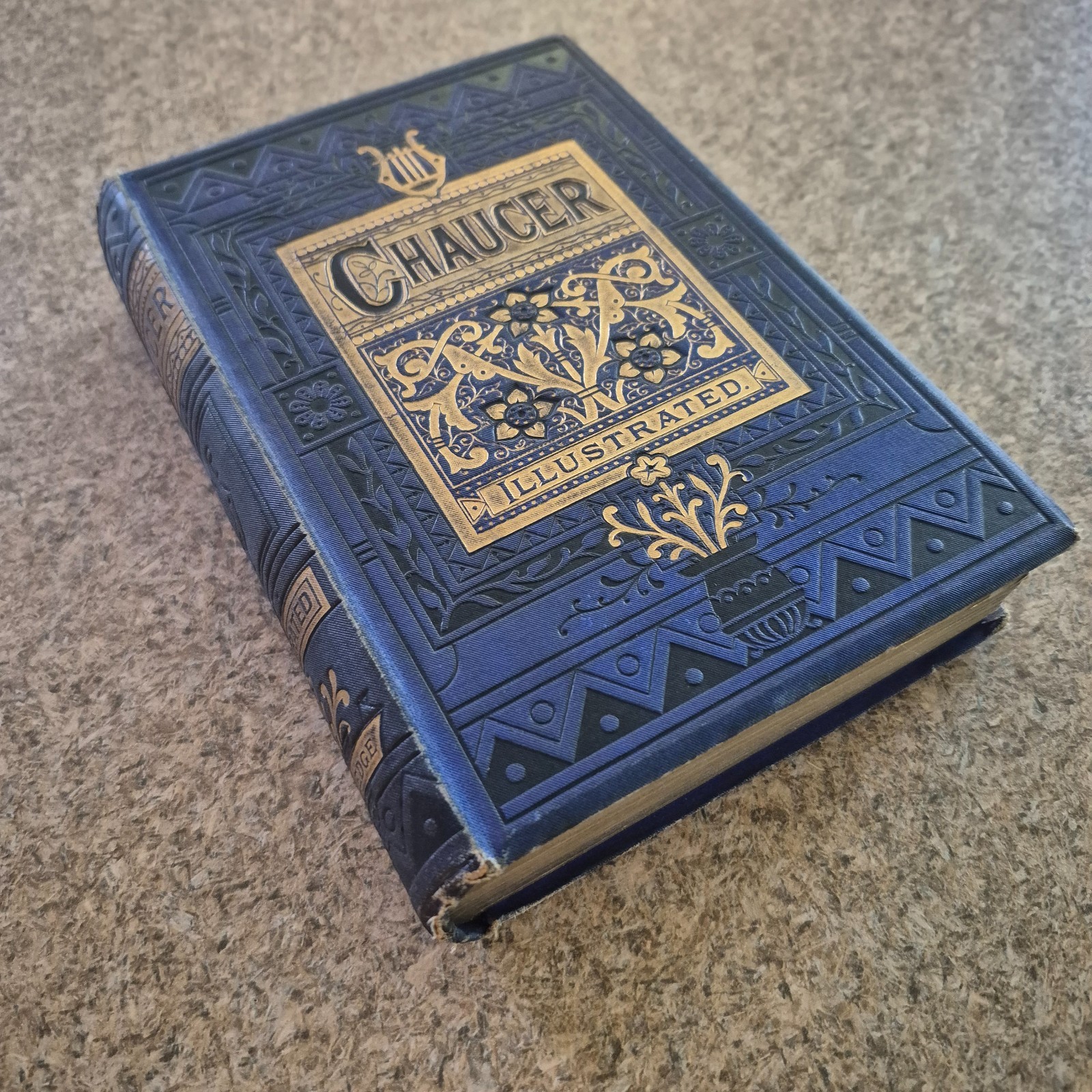 Chaucer Canterbury Tales Illustrated Blue Gilt HC Antique George Routledge