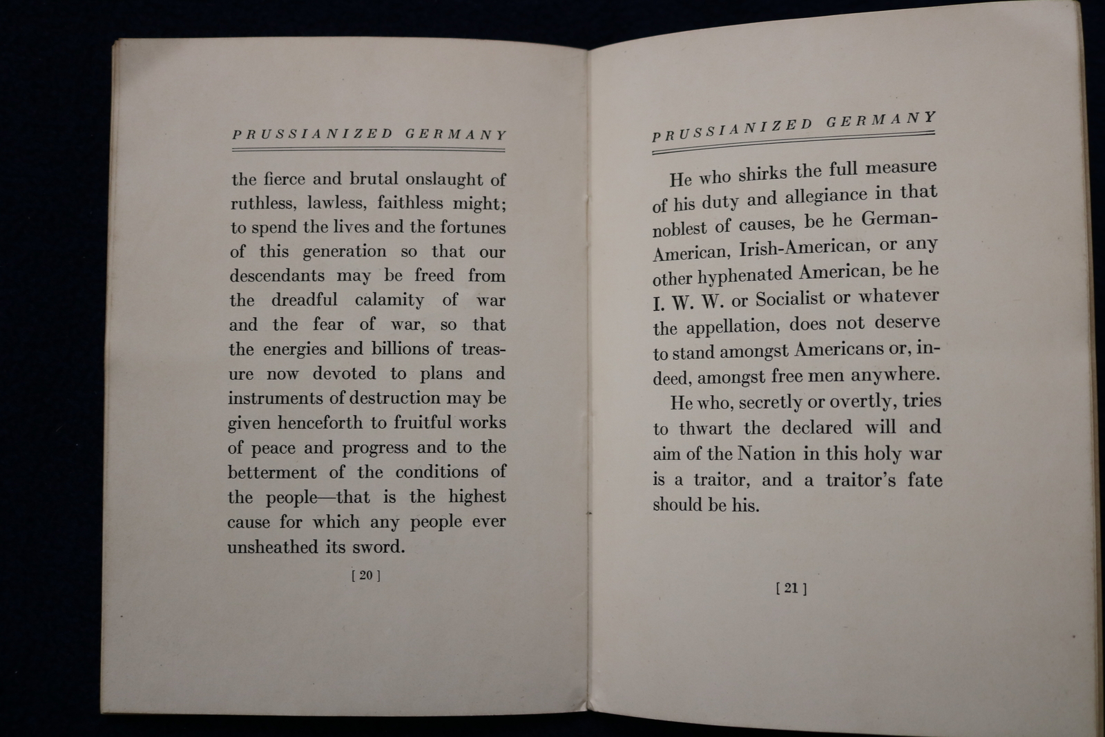 1917 PRUSSIANIZED GERMANY SOFTCOVER BOOK BY OTTO H. KAHN – K 1595