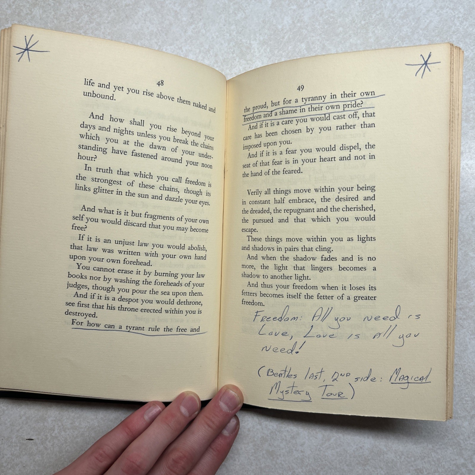 The Prophet by Kahlil Gibran Hardcover 1968 Black Gold Inscribed 82nd Printing
