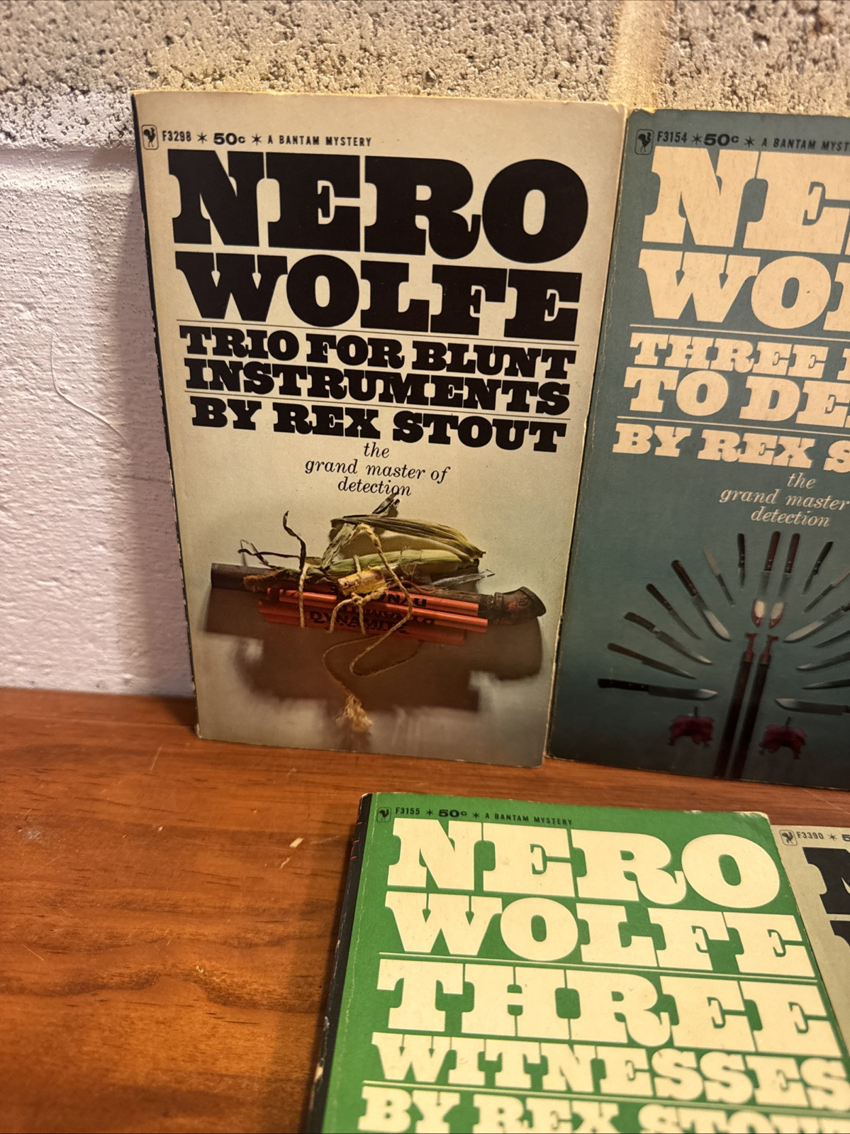 Rex Stout Book Lot (7) 1960’s 1970’s Bantam Books Gambit Three Witnesses ….