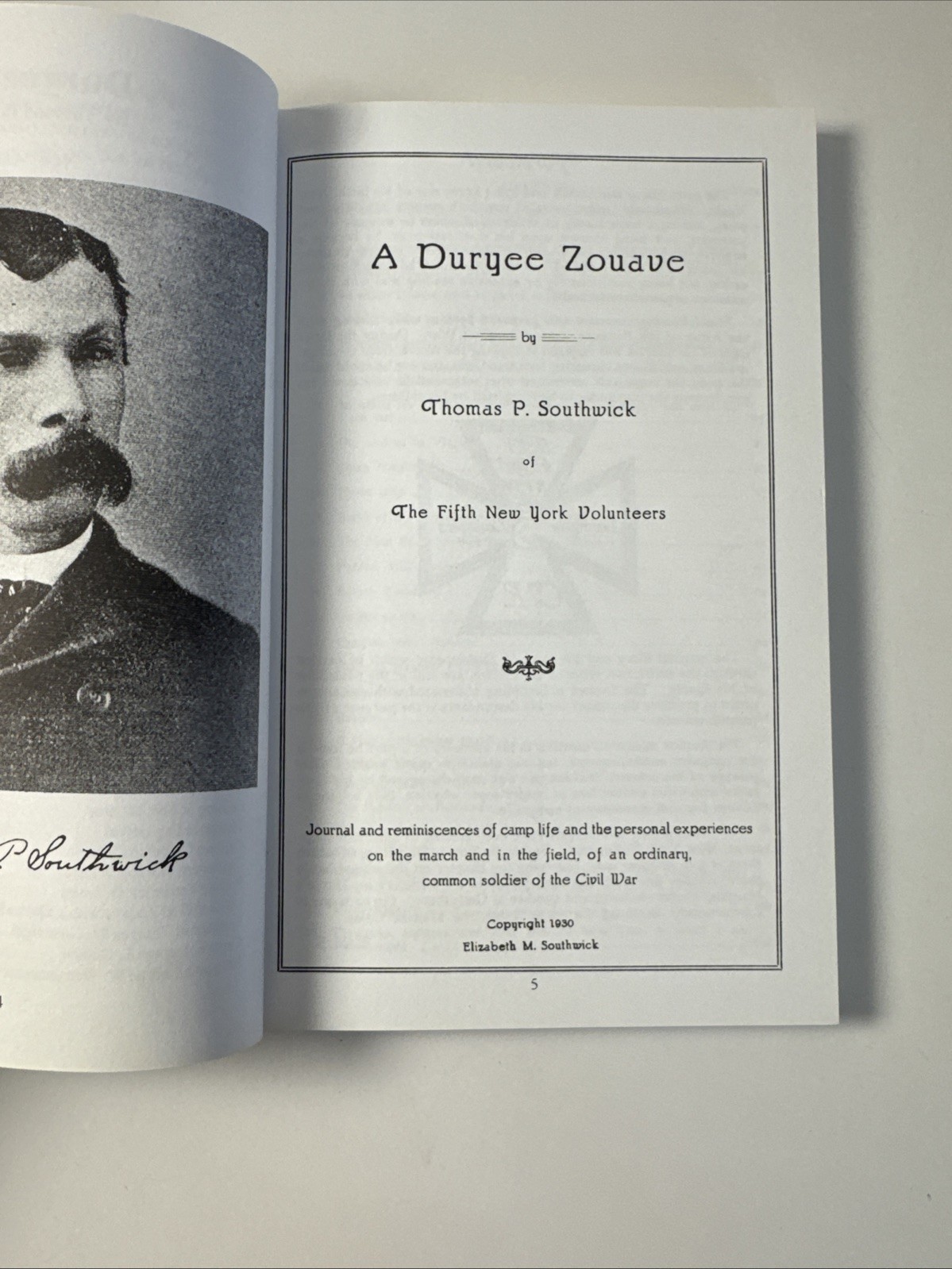 A DURYEE ZOUAVE FIFTH NEW YORK VOLUNTEER INFANTRY Civil War History Signed