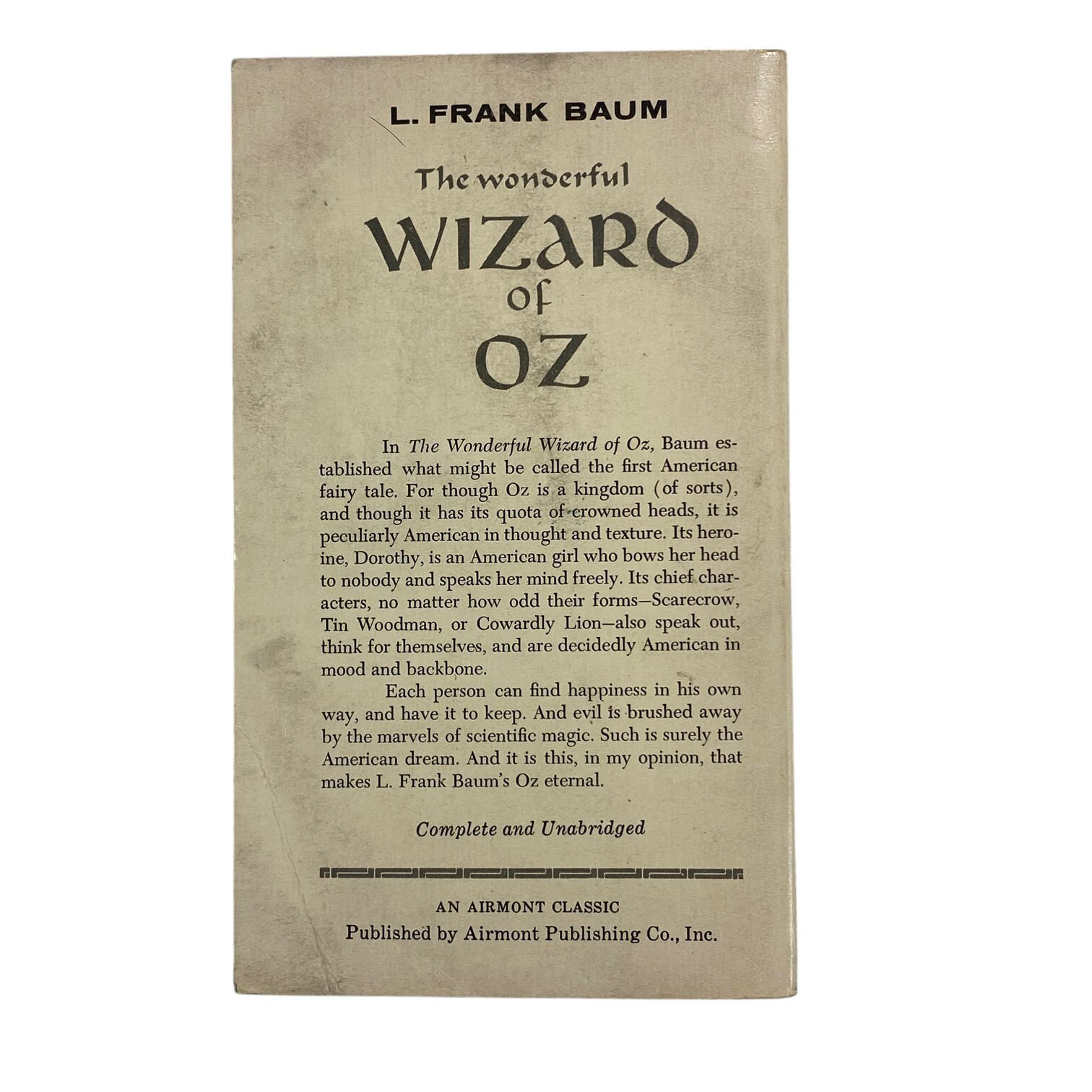 The Wonderful Wizard of Oz | Baum | Airmont Classics 1965 | Fantasy | Vtg PB