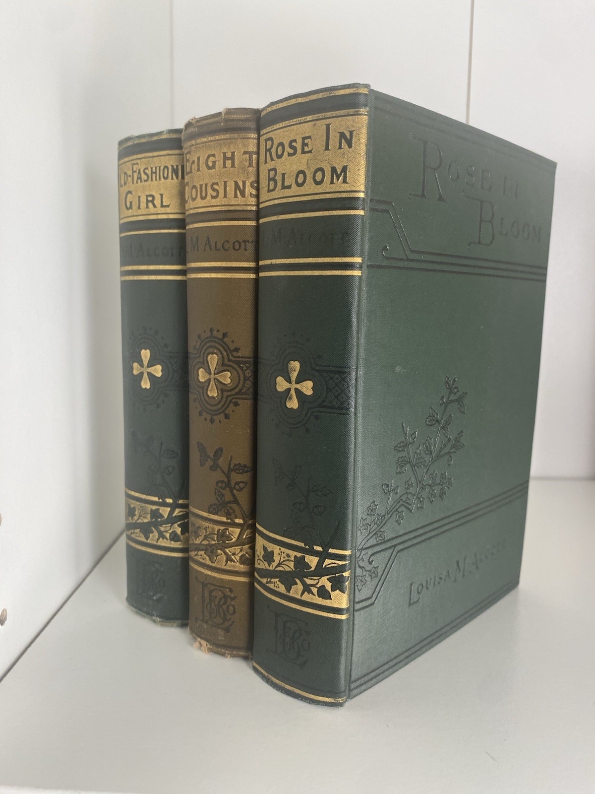 LM Alcott 3 ANTIQUE Books ca. 1900 Gilt Victorian Spines Rare Excel. Condition